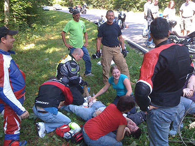Motorcycle crash scene