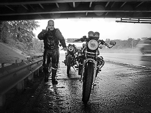 Motorcycle under Brooklyn Underpass